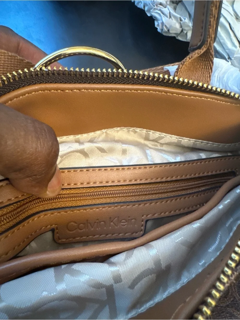 Calvin Klein monogram top-handle satchel bag
